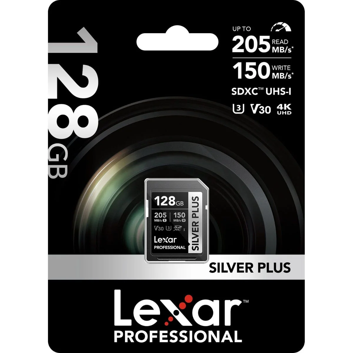 بطاقة ذاكرة رام لكسر Lexar SDXC سعة 128 جيجابايت، تدعم تصوير فيديو بدقة 4K، بسرعة قراءة تصل إلى 205 ميجابايت/ثانية، بمعيار UHS-I.