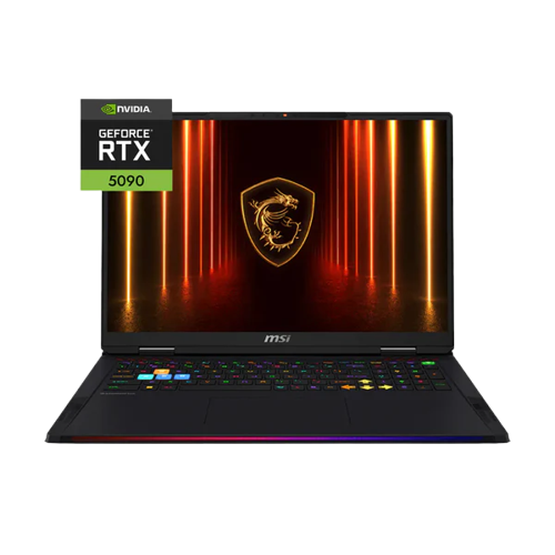 لابتوب MSI Raider A18 HX A9WIG-205AE، معالج AMD Ryzen 9 9955HX3D، ذاكرة RAM بسعة 64GB، قرص SSD بسعة 2TB، كرت شاشة NVIDIA GeForce RTX 5090 بسعة 24GB، شاشة 18 بوصة UHD+ (4K+) بمعدل تحديث 120Hz، اللون Core Black.