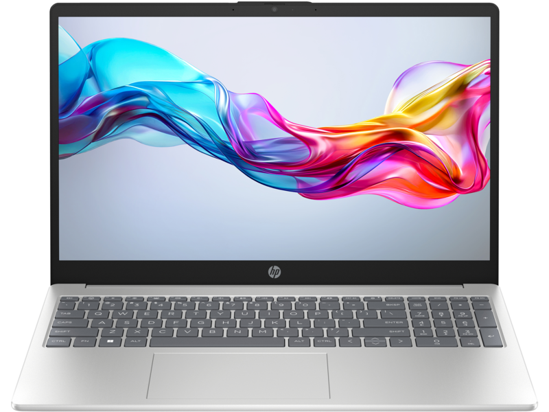 لابتوب HP 15-fd0458NIA، معالج Intel Core i7-1255U، ذاكرة RAM بسعة 8GB، قرص SSD بسعة 512GB، كرت شاشة Intel Iris Xe Graphics، شاشة 15.6 بوصة FHD، اللون فضي طبيعي (Natural Silver).
