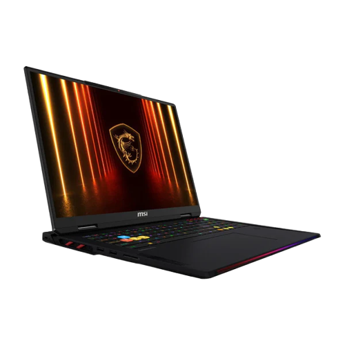 لابتوب MSI Raider A18 HX A9WIG-205AE، معالج AMD Ryzen 9 9955HX3D، ذاكرة RAM بسعة 64GB، قرص SSD بسعة 2TB، كرت شاشة NVIDIA GeForce RTX 5090 بسعة 24GB، شاشة 18 بوصة UHD+ (4K+) بمعدل تحديث 120Hz، اللون Core Black.