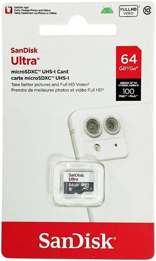 بطاقة ذاكرة رام سانديسك SanDisk Ultra microSDXC سعة 64 جيجابايت، بمعيار UHS-I، عالية السرعة